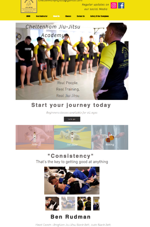 Before website redesign — Cheltenham Jiu-Jitsu old site