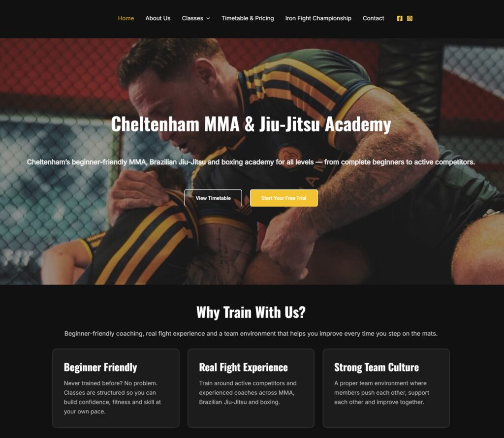 After website redesign — Cheltenham Jiu-Jitsu new site by VTC Studio
